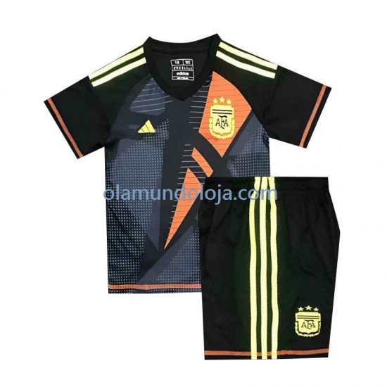 Camisola Argentina Guarda-redes Criança Equipamento Primeiro Euro 2024 Manga Curta